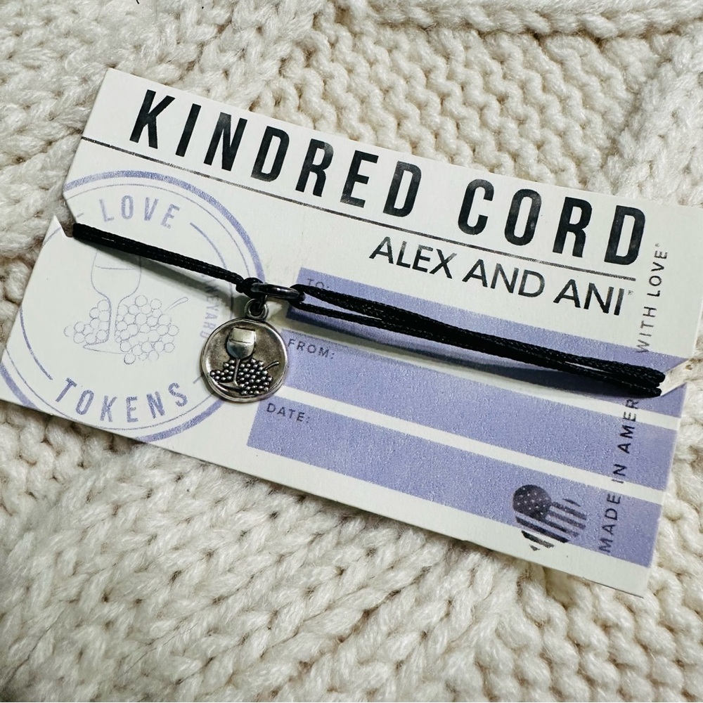 Alexa & Ani Kindred Bracelet – Wine Glass & Grapes 💜 Adjustable Cord